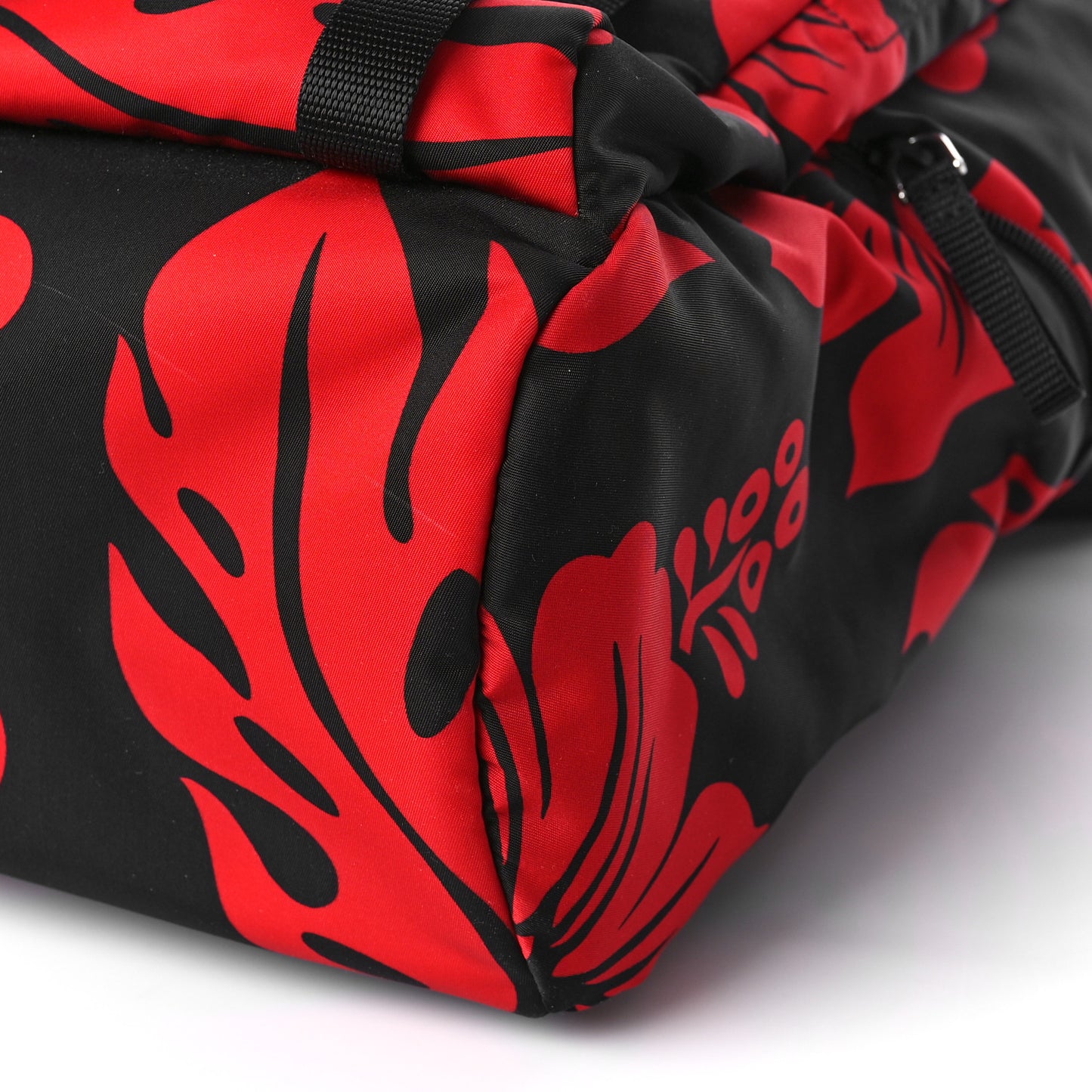 Tessuto Hibiscus Print Double Buckle Backpack Black Rosso