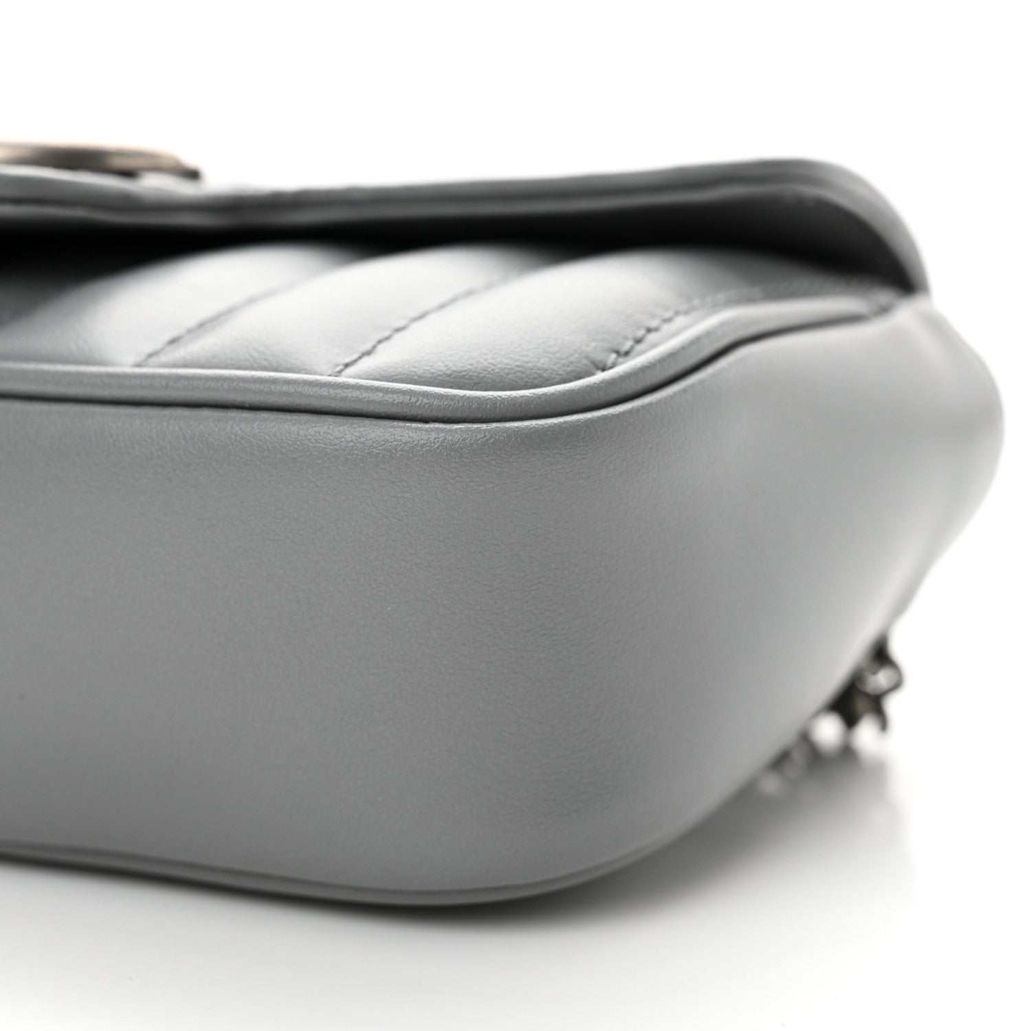 Gucci Calfskin Matelasse Aria Super Mini GG Marmont Shoulder Bag Deep Grey 10 of 13