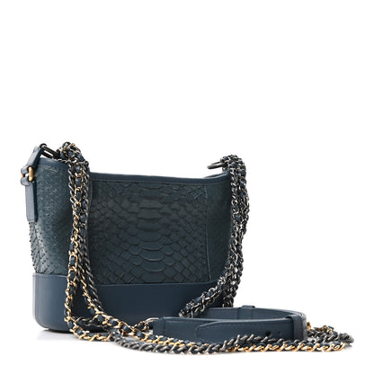 Chanel Snakeskin Small Gabrielle Hobo Blue 3 of 10