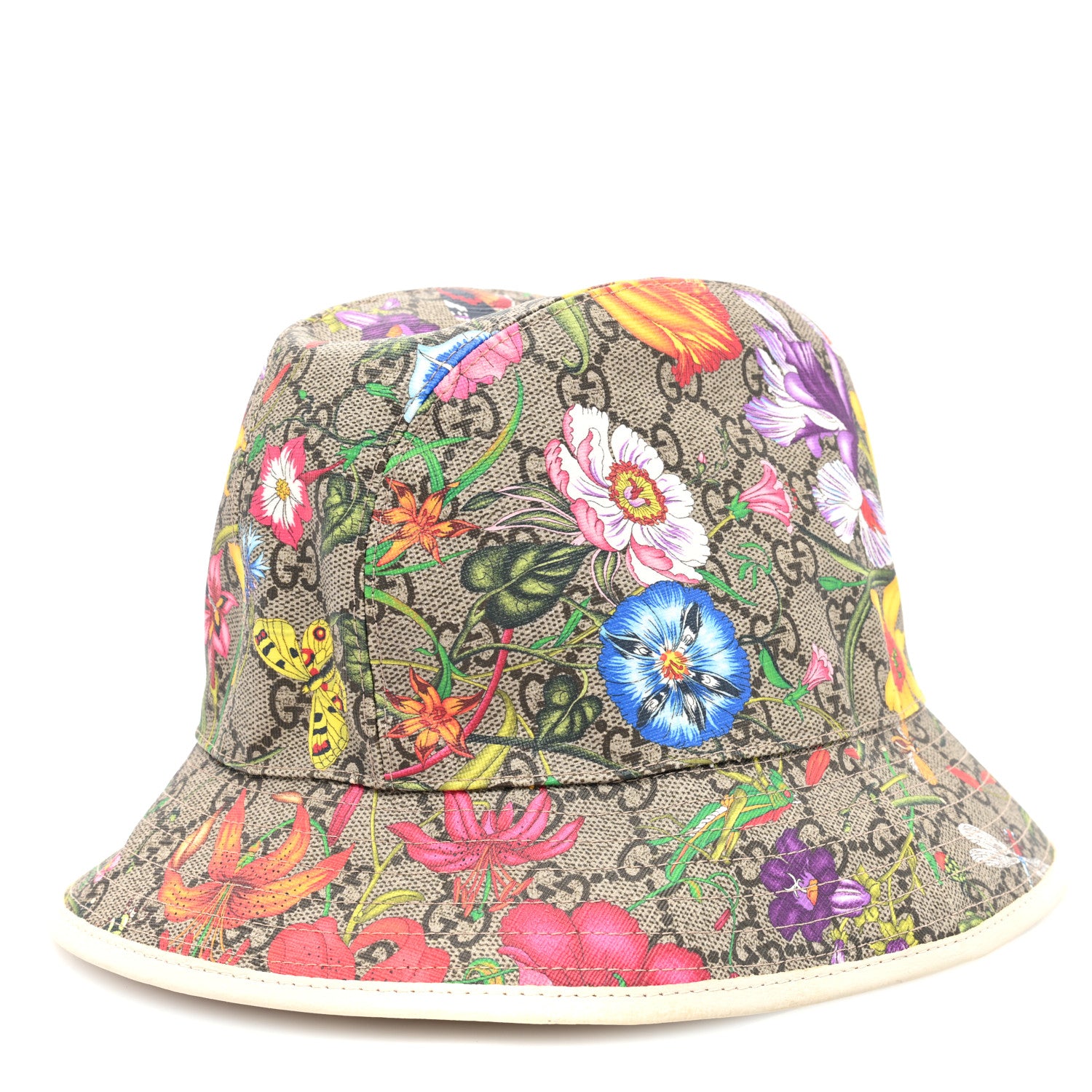 Gucci GG Supreme Monogram Flora Bucket Hat S White 1 of 8