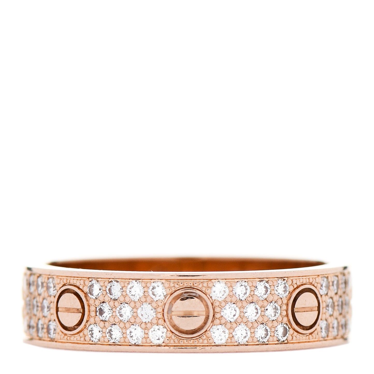 18K Pink Gold Diamond 5mm LOVE Wedding Paved Band Ring 54 6.75