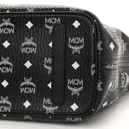 MCM Visetos Medium Anya Zip Top Shopper Tote Black 9 of 10