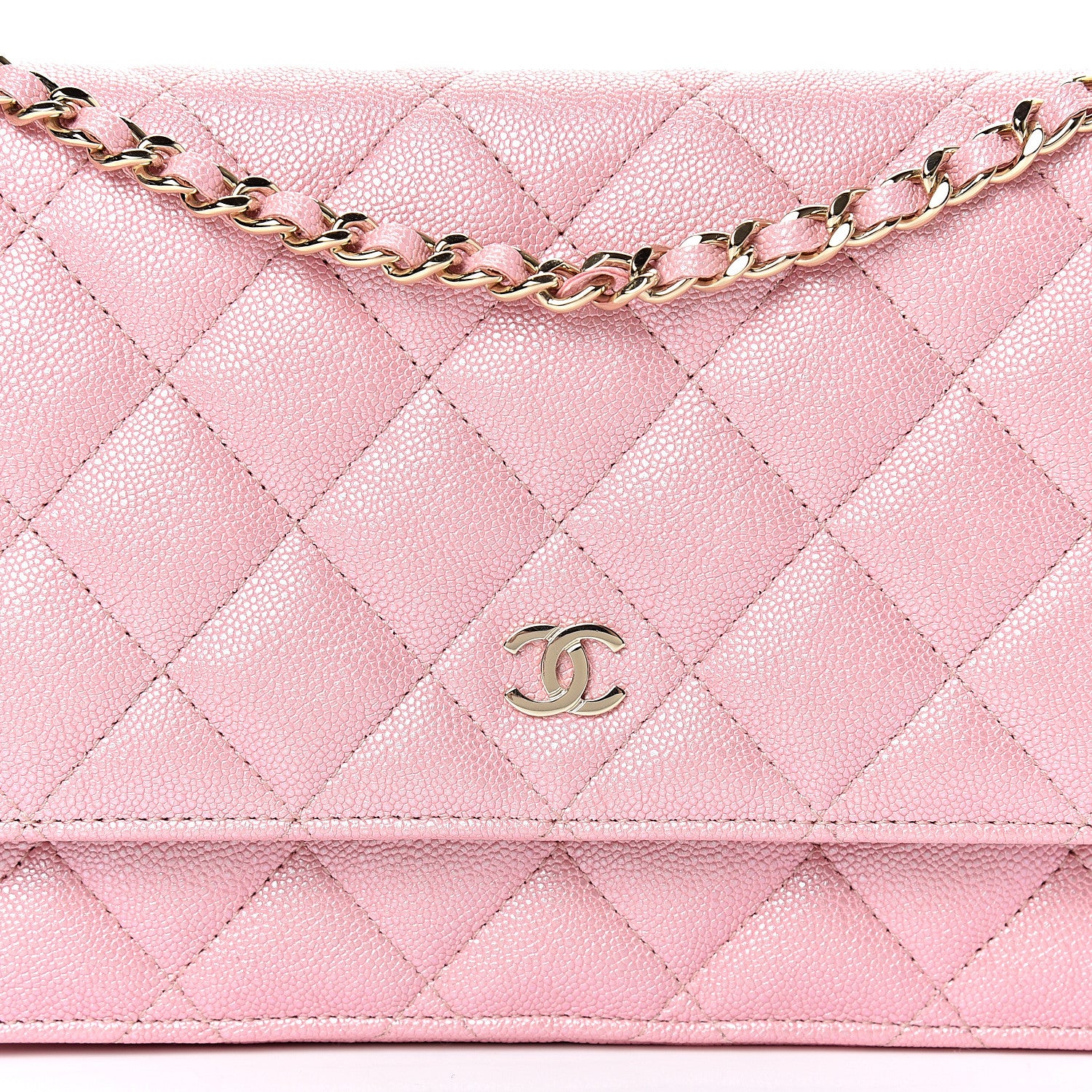Chanel Iridescent Caviar Quilted Wallet on Chain WOC Rose Pink 8 of 11