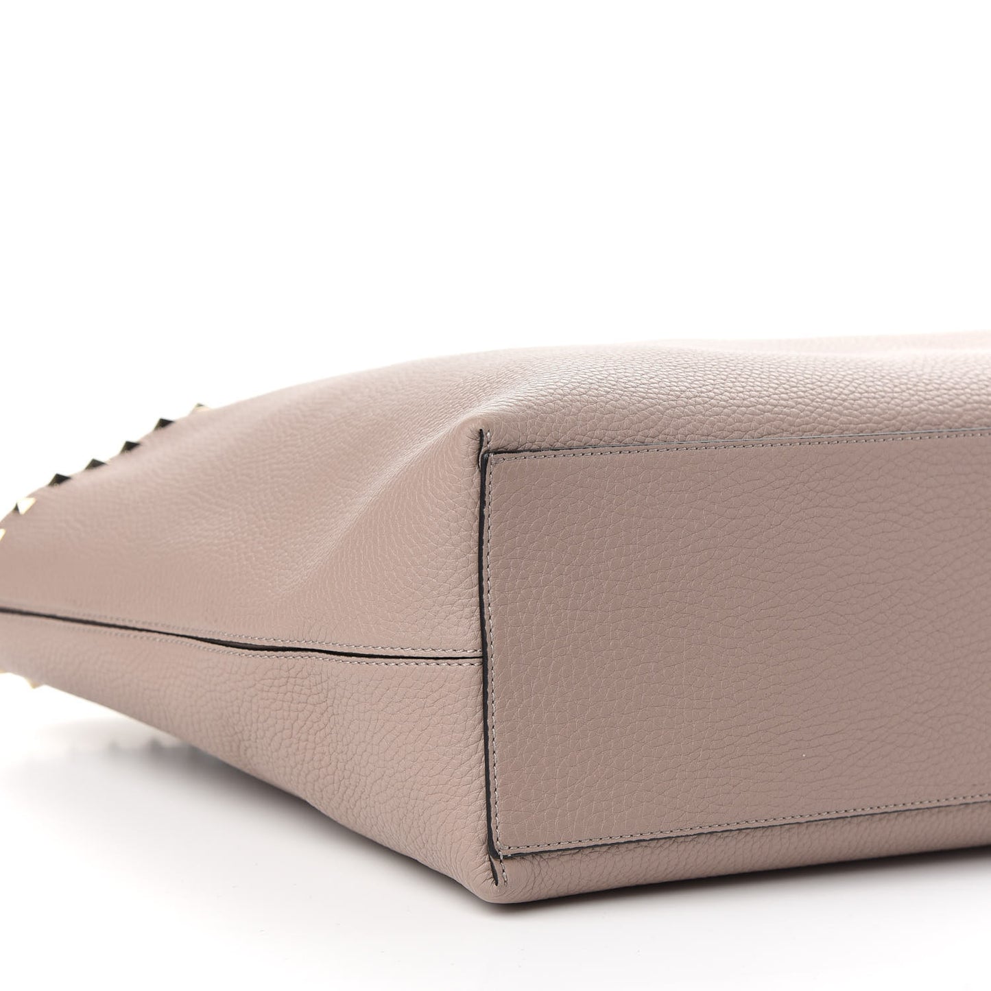Grained Calfskin Rockstud Shoulder Tote Poudre