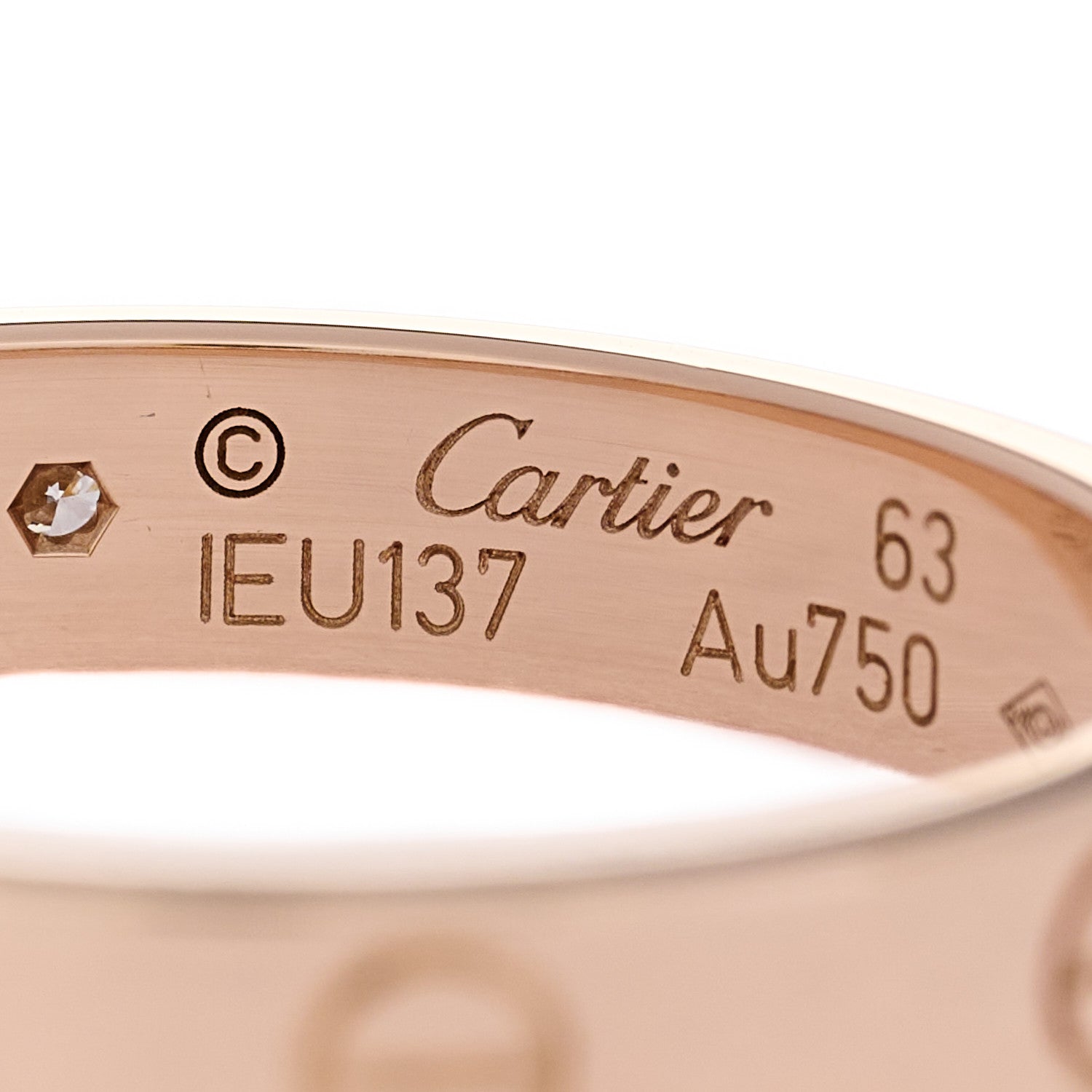 Cartier 18K Pink Gold Diamond 4mm LOVE Wedding Band Ring 63 10.25 4 of 5