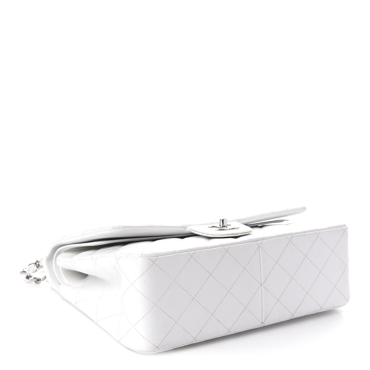 Caviar Quilted Jumbo Double Flap White