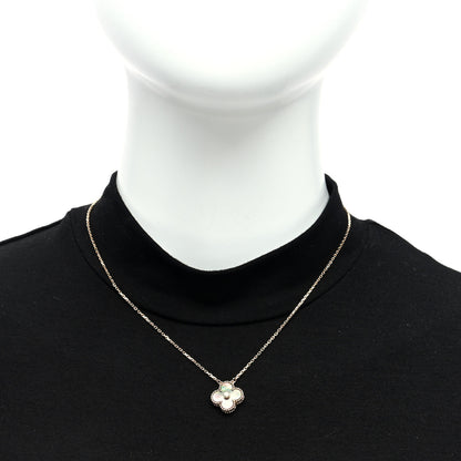 Van Cleef & Arpels 18K Rose Gold Diamond Grey Mother of Pearl Vintage Alhambra Pendant Necklace 2 of 5