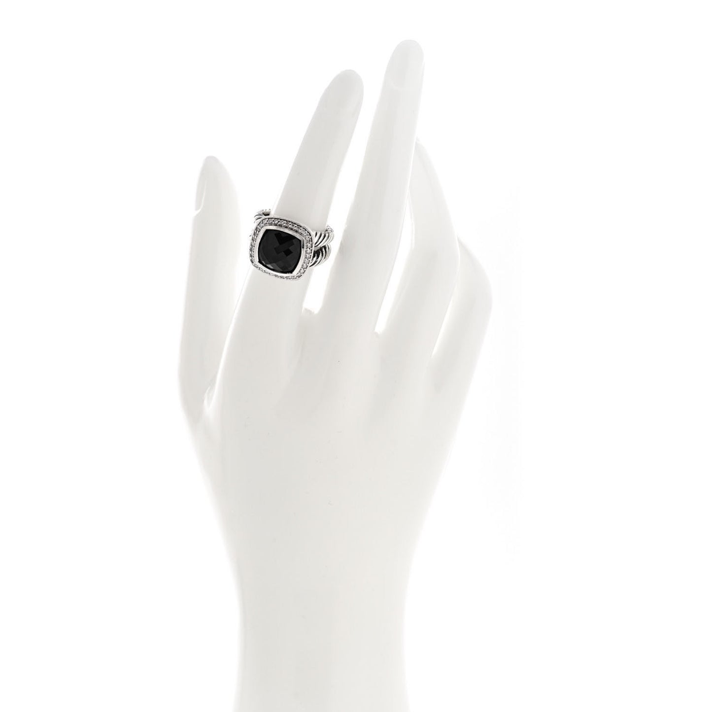 Sterling Silver Diamond Black Onyx 11mm Albion Ring 52 6