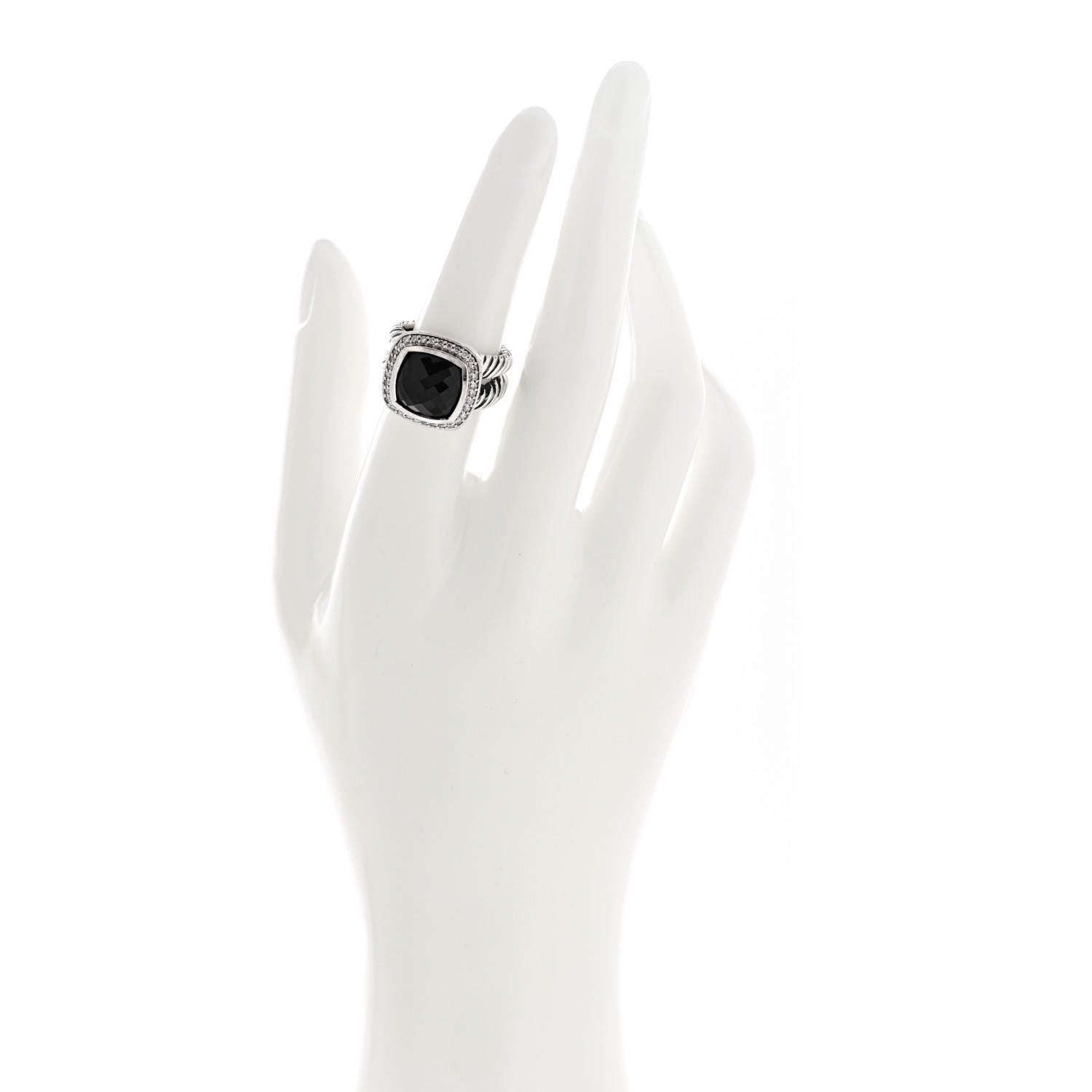 David Yurman Sterling Silver Diamond Black Onyx 11mm Albion Ring 52 6 2 of 6