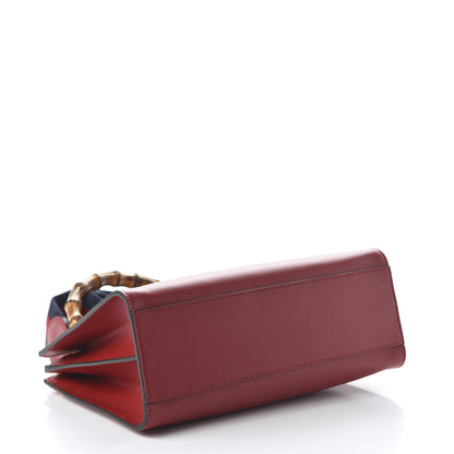 Gucci Nappa Bamboo Web Small Nymphaea Top Handle Bag Hibiscus Red 4 of 10