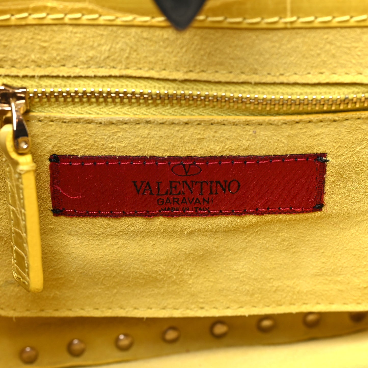 Crocodile Small Rockstud Tote Jonquill