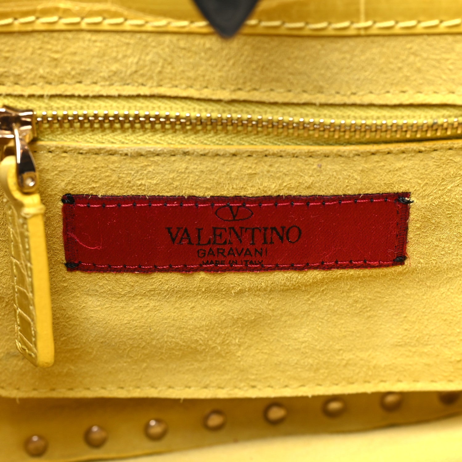 Valentino Garavani Crocodile Small Rockstud Tote Jonquill 6 of 13