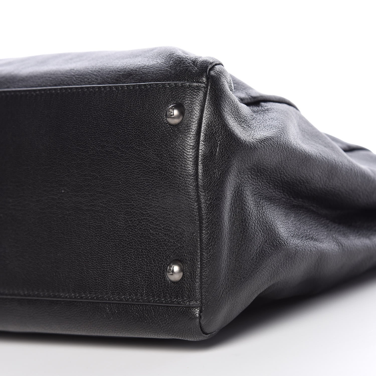 Fendi Goatskin Zucca Large Peekaboo Iconic Satchel Black Tobacco 12 of 12