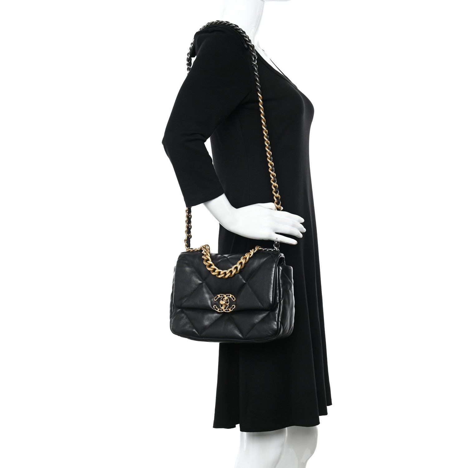 Chanel Lambskin Quilted Medium Chanel 19 Flap Black 2 of 11
