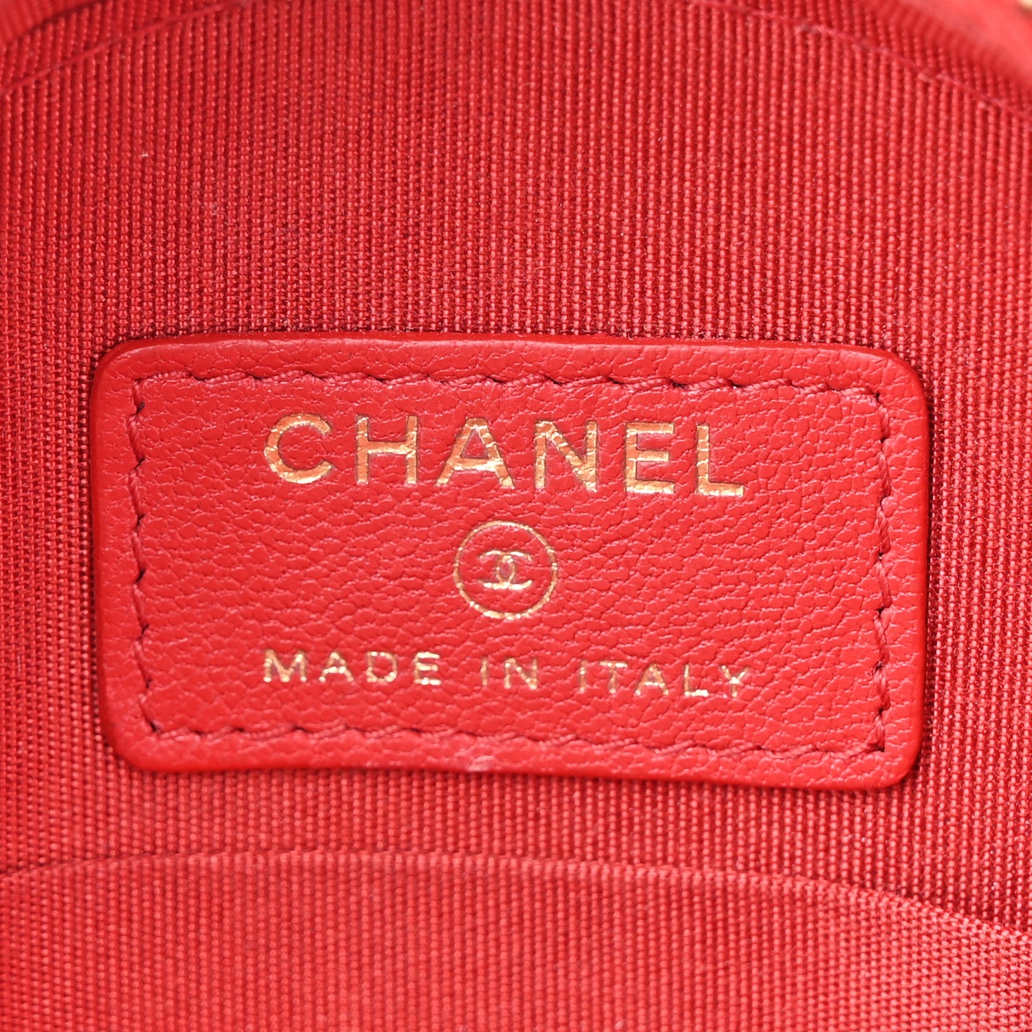 Chanel Goatskin Quilted Chanel 19 Round Clutch With Chain Red 6 of 10