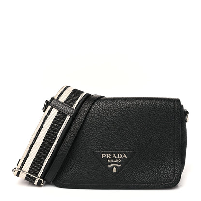 Prada Vitello Daino Soft Flap Crossbody Black 1 of 11