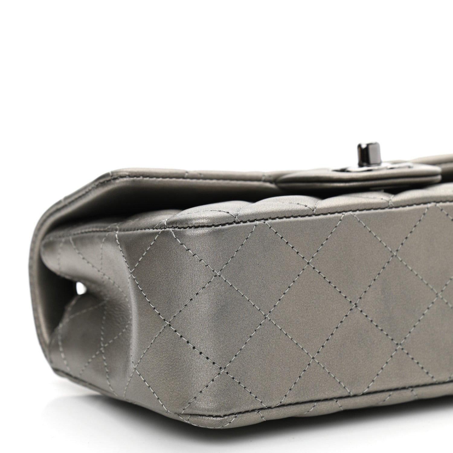 Chanel Iridescent Calfskin Quilted Mini Rectangular Flap Charcoal Grey 9 of 10