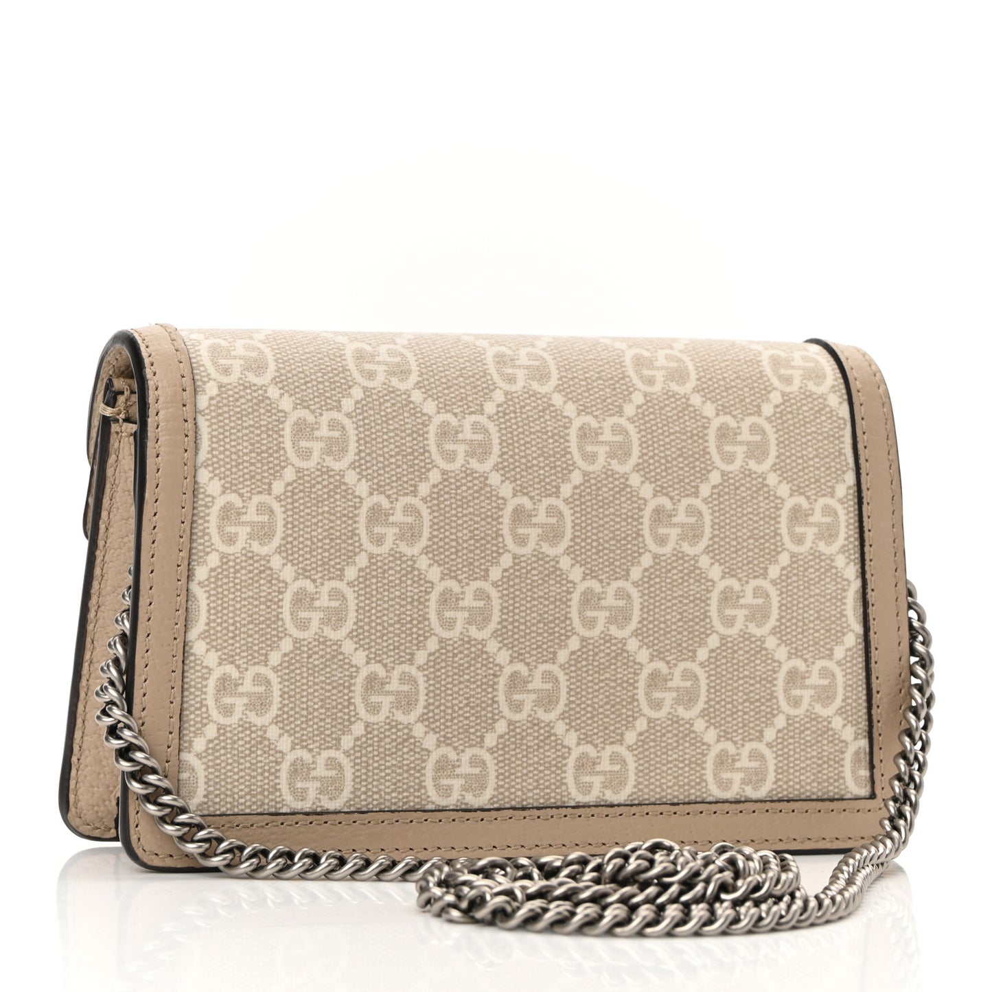 GG Supreme Monogram Textured Dollar Calfskin Super Mini Dionysus Shoulder Bag Beige Mystic White Oatmeal