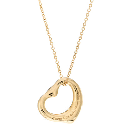 Tiffany 18K Yellow Gold Yellow Diamond 14mm Elsa Peretti Open Heart Pendant Necklace 3 of 3