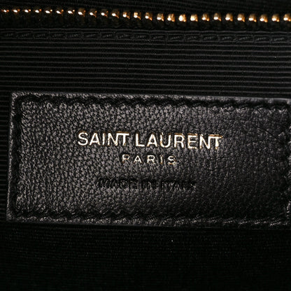 Saint Laurent Grain De Poudre Matelasse Chevron Large Monogram Satchel Black 7 of 10