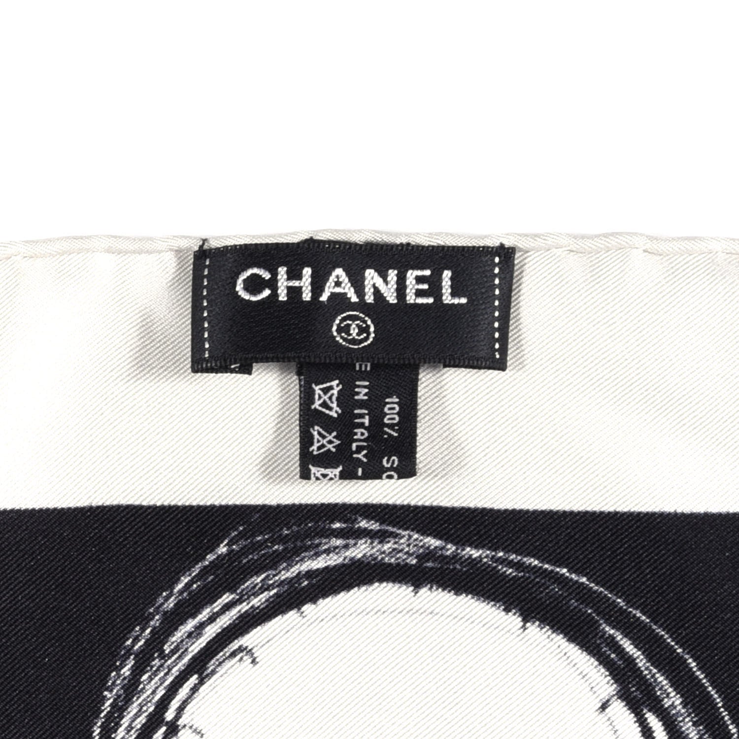 Chanel Silk CC Planet Scarf White Black 3 of 3