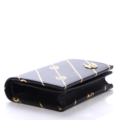 Gucci Calfskin Diagonal GG Card Case Black Gold 4 of 7
