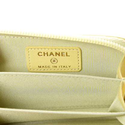 Chanel Lambskin Quilted Boy Zip Around Coin Purse Wallet Yellow 6 of 8