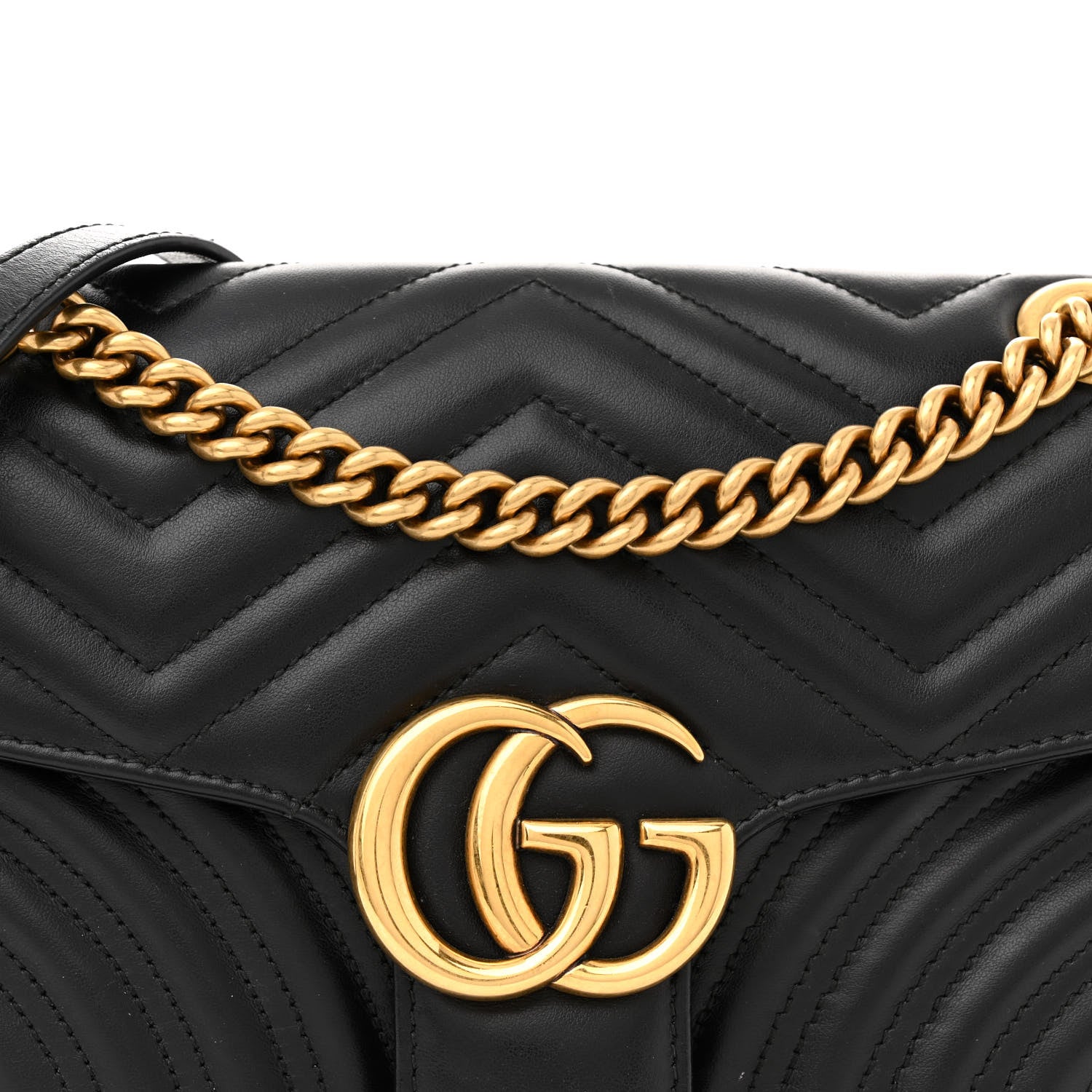 Gucci Calfskin Matelasse Mini GG Marmont Shoulder Bag Black 8 of 15