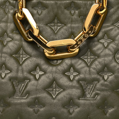 Louis Vuitton Lambskin Embossed Monogram Coussin MM Khaki 9 of 12