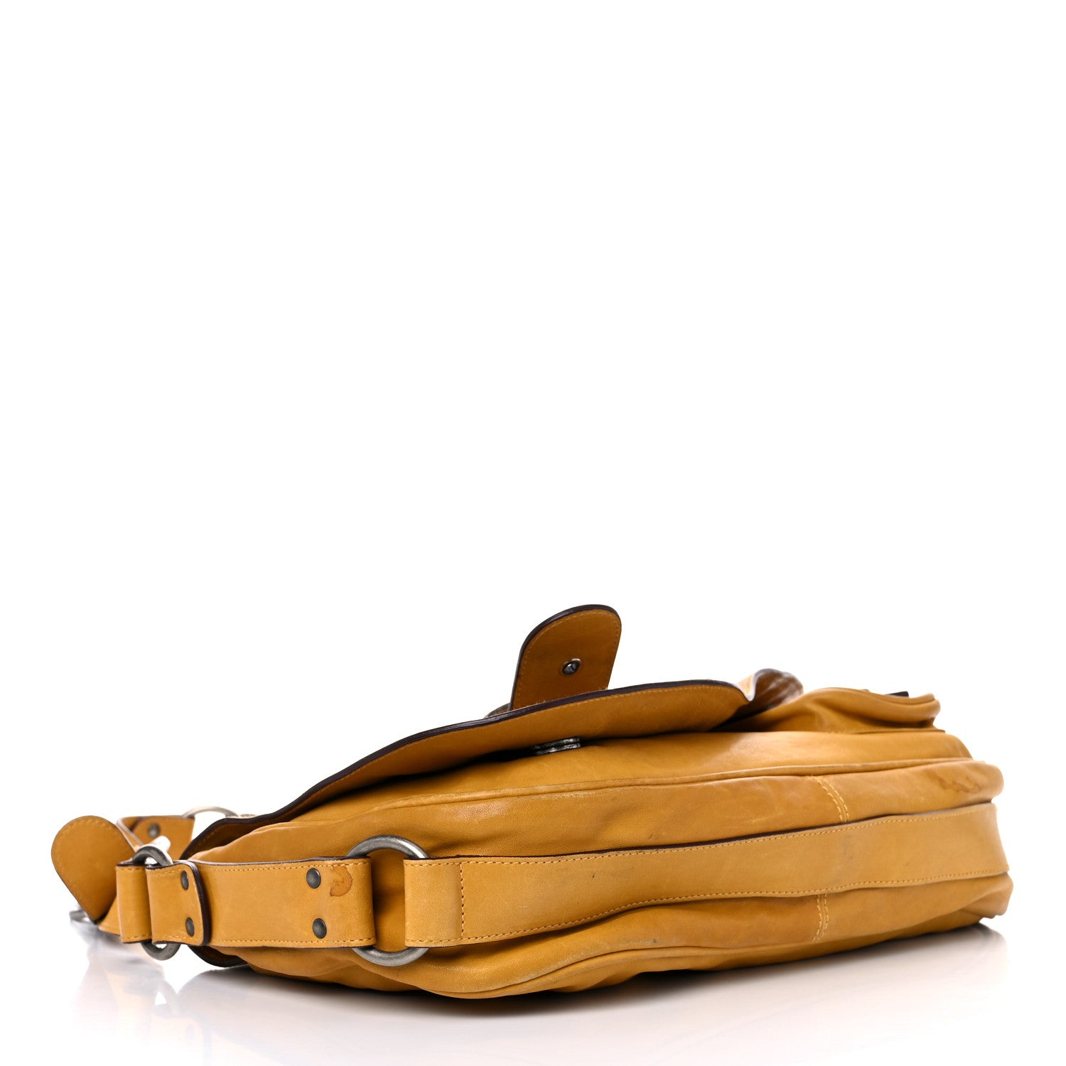 Christian Dior Calfskin Medium Gaucho Double Saddle Bag Yellow 4 of 26