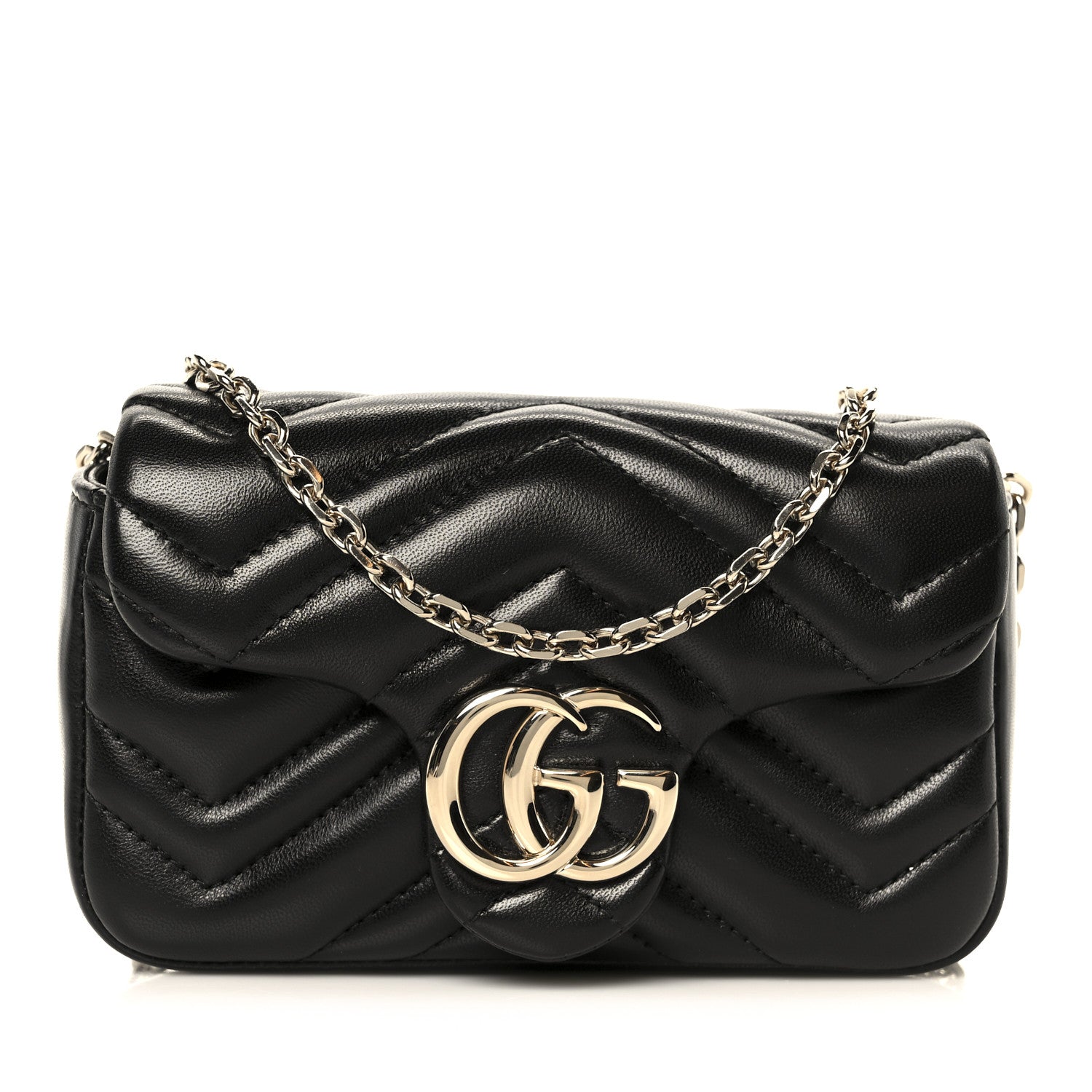 Gucci Lambskin Matelasse Mini GG Marmont Shoulder Bag Black 8 of 11