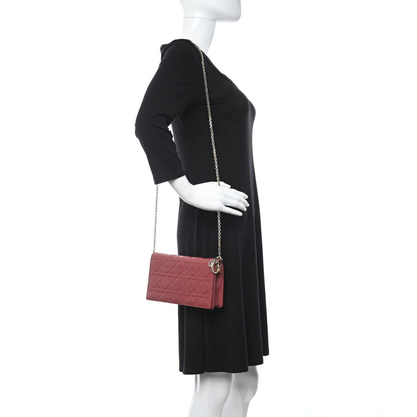 Lambskin Cannage Lady Dior Clutch Red