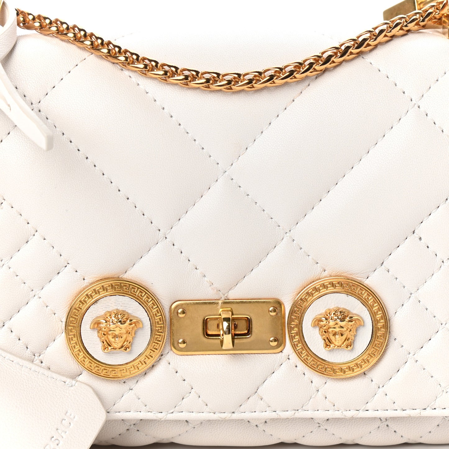Nappa Quilted Icon Shoulder Bag White