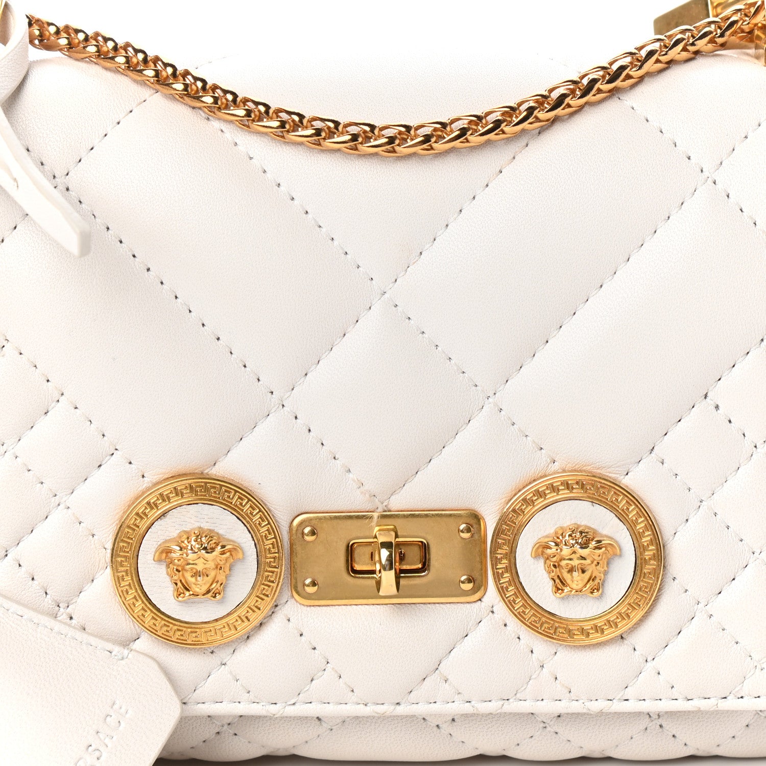 Versace Nappa Quilted Icon Shoulder Bag White 8 of 10