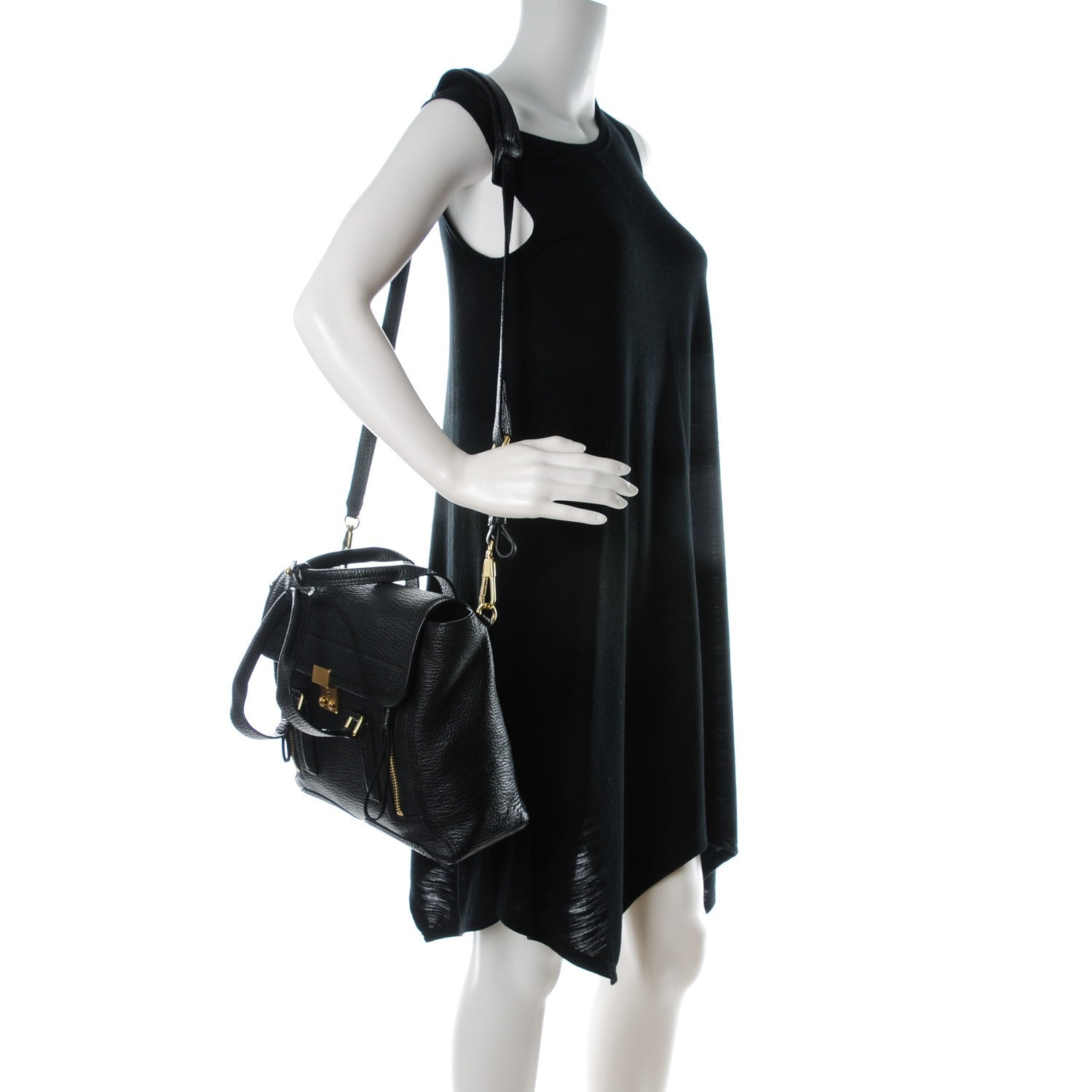 3.1 Phillip Lim 3.1 Textured Calfskin Medium Pashli Satchel Black 2 of 7