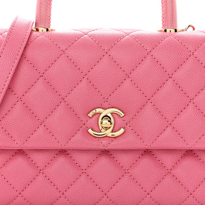 Chanel Caviar Lizard Embossed Quilted Mini Coco Handle Flap Pink 8 of 10