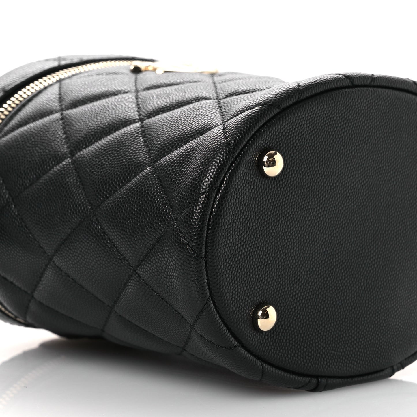 Caviar Quilted Top Handle Vanity Case Black