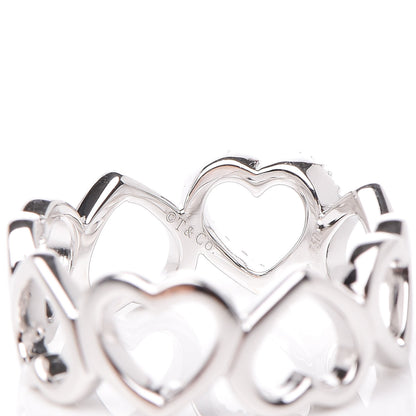 Tiffany 18K White Gold Diamond Hearts Eternity Band Ring 49 4.75 4 of 5