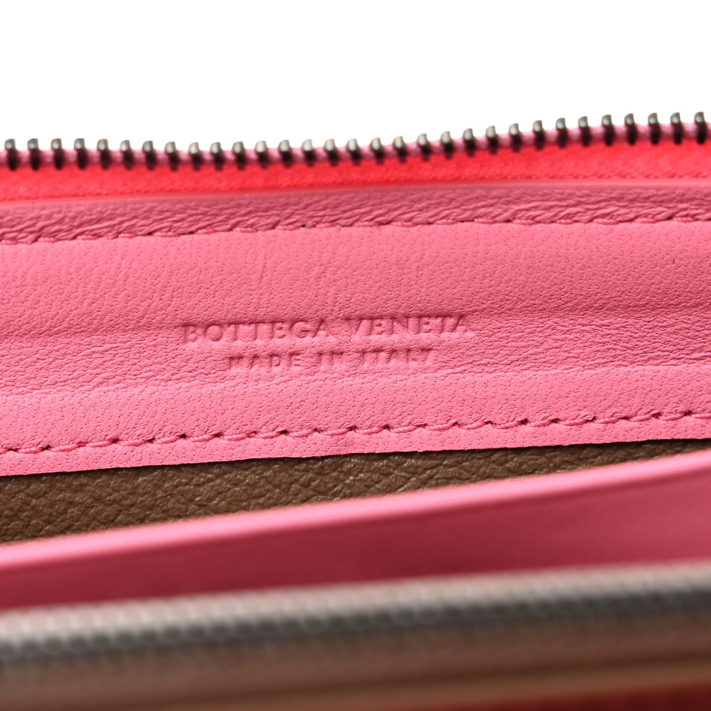 Nappa Intrecciato Zip Around Wallet Pink