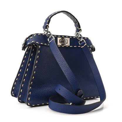 Fendi Cuoio Romano Selleria Chamois Small Peekaboo I SEE U Satchel Blue 3 of 9