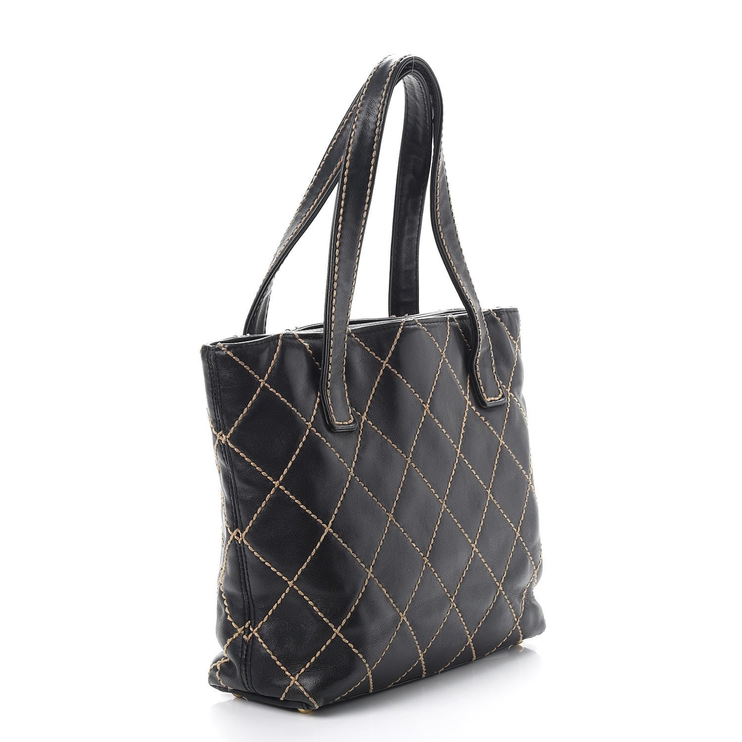 Chanel Calfskin Contrast Stitch Surpique Tote Black 3 of 12