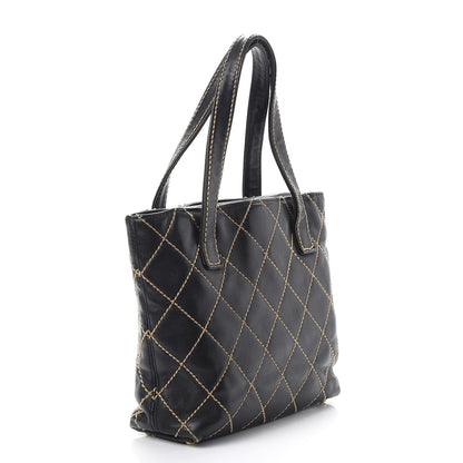 Chanel Calfskin Contrast Stitch Surpique Tote Black 3 of 12