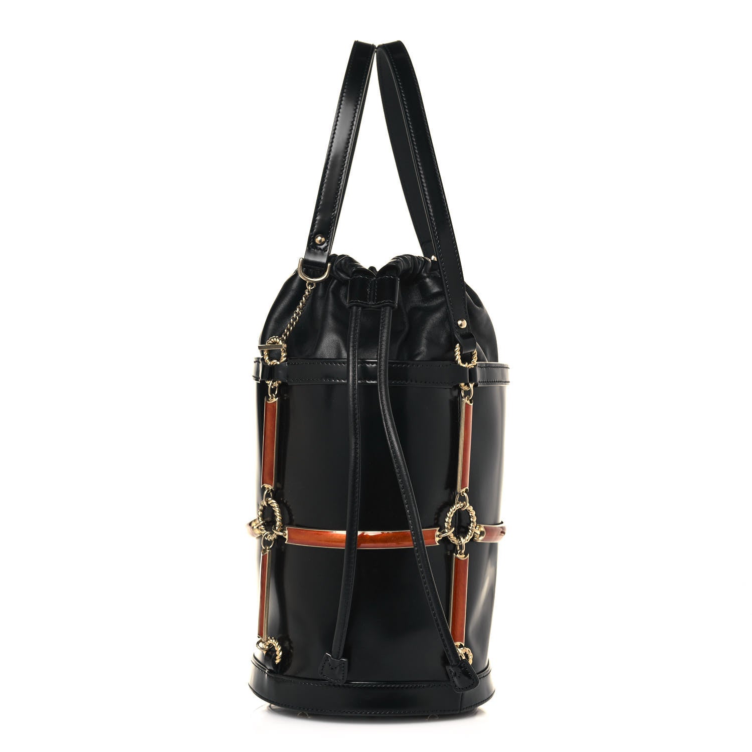 Gucci Lambskin Vinyl Enamel Mini Bucket Bag Black Ruggine 1 of 11