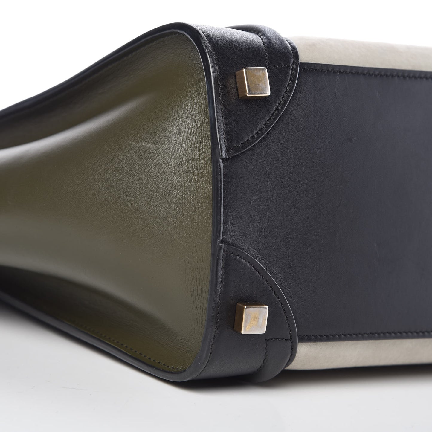 Nubuck Smooth Calfskin Micro Tri-Color Luggage Olive