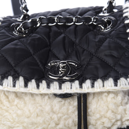 Chanel Wool Nylon Quilted Coco Neige Backpack Black Ecru 10 of 10