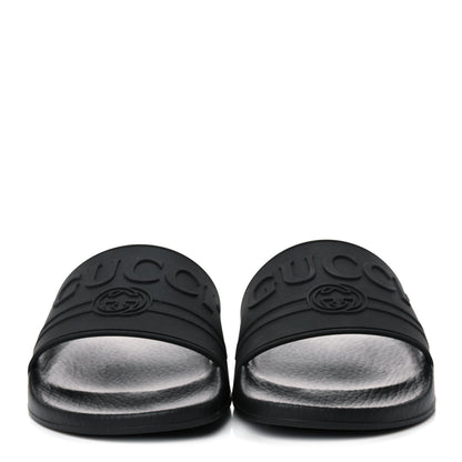 Gucci Rubber Womens Logo Slide Sandals 40 Black 2 of 9