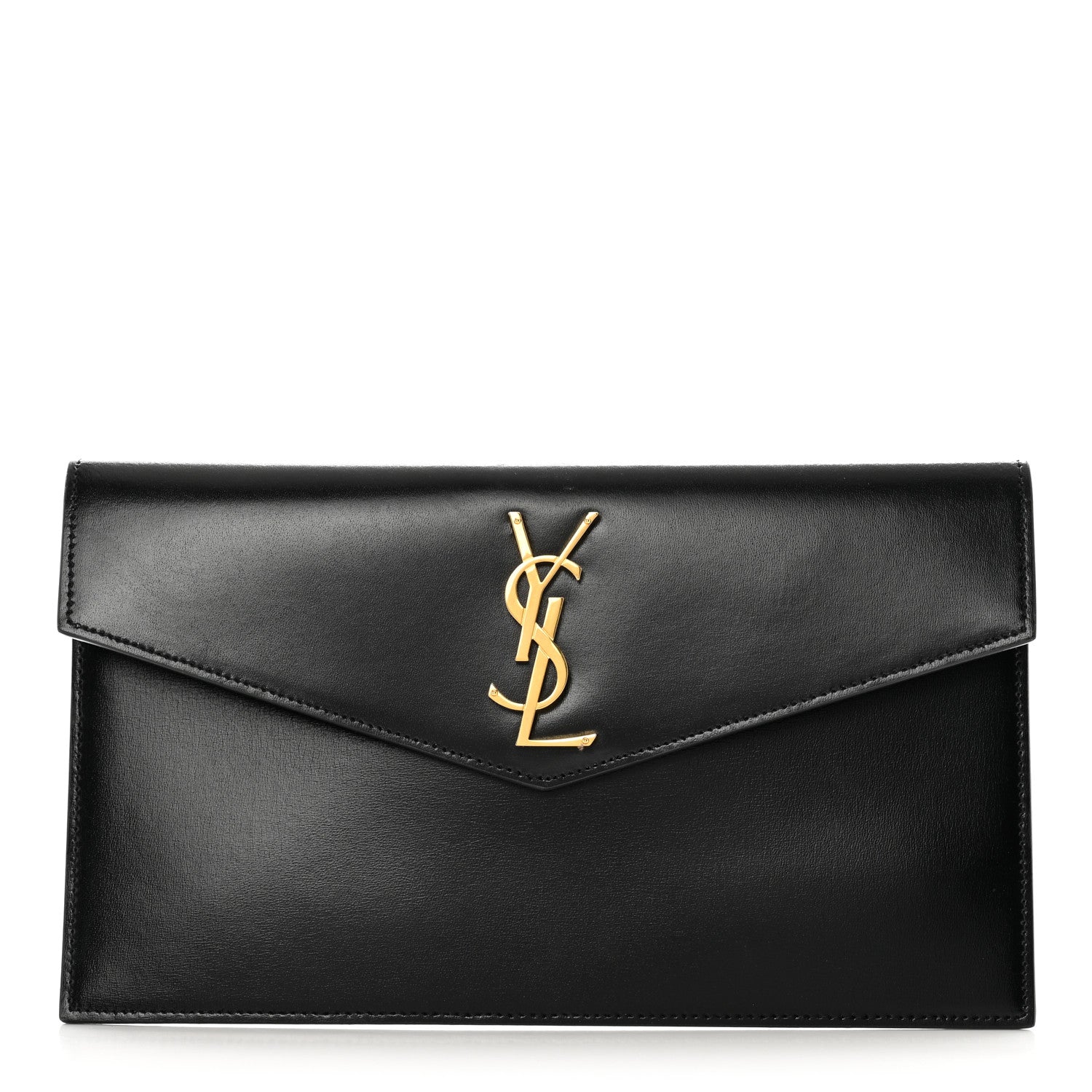Saint Laurent Smooth Shiny Calfskin Monogram Uptown Pouch Black 1 of 7