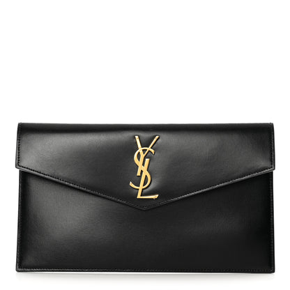 Saint Laurent Smooth Shiny Calfskin Monogram Uptown Pouch Black 1 of 7