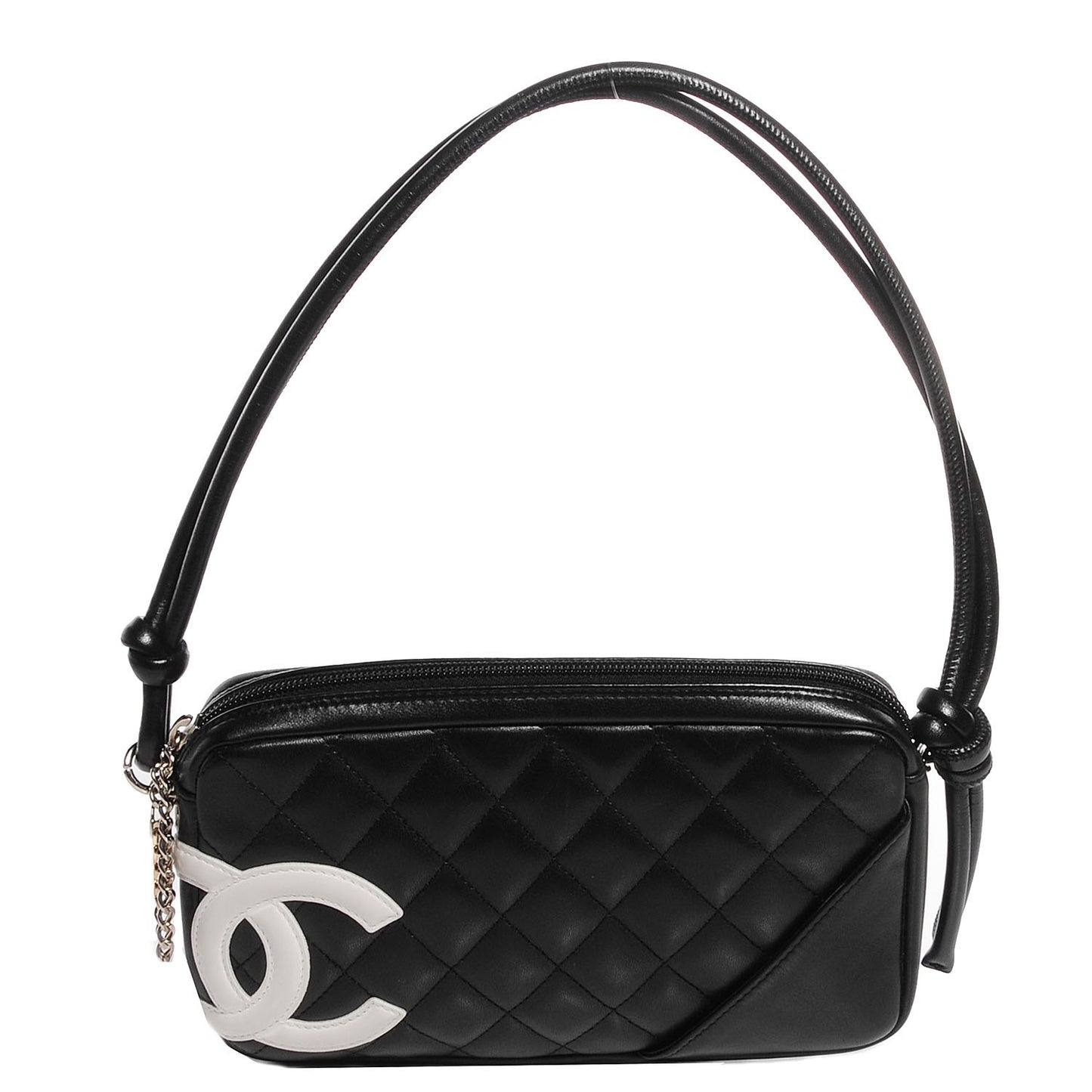 Calfskin Quilted Cambon Pochette Black White