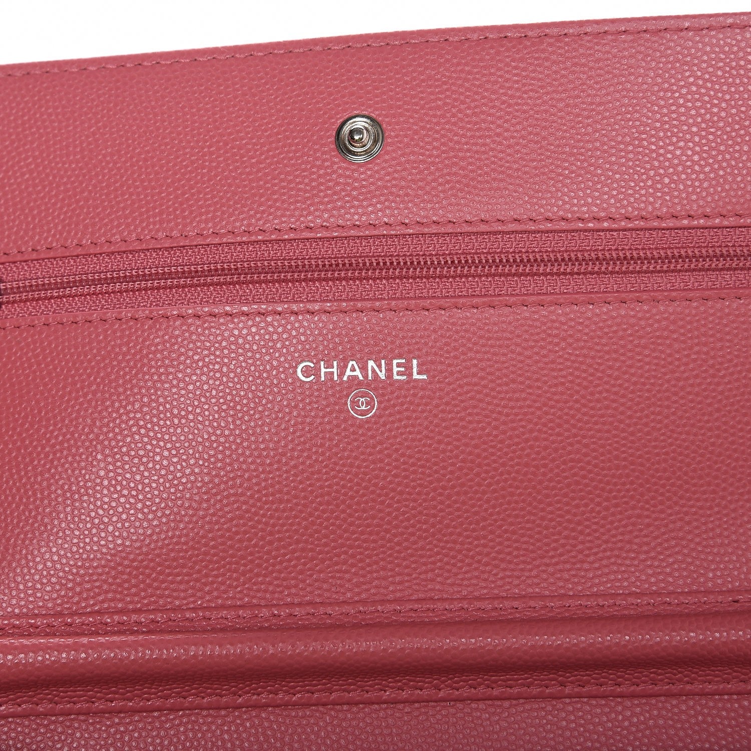 Chanel Caviar Chevron Quilted Wallet On Chain WOC Pink 6 of 8